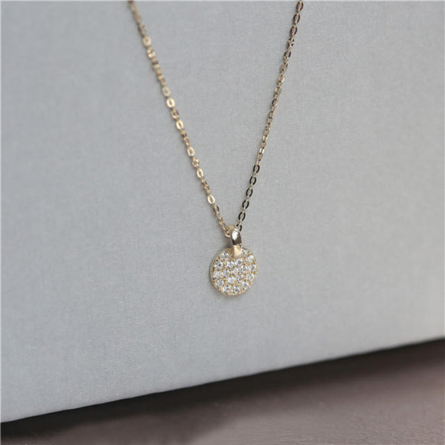 14KG 925 sterling silver diamond tiny card dainty necklace