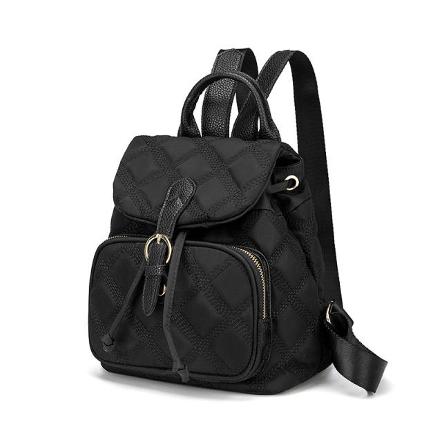 Korean fashion plain color qulited backpack