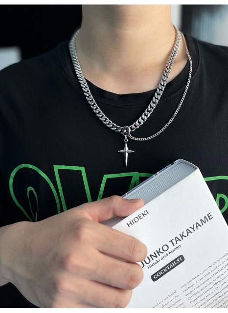 Hiphop popular star charm stainless steel chain necklace