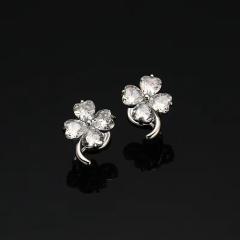 Delicate diamond clover copper clip on earrings