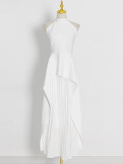 Elegant plain color irregular design two piece formal dress