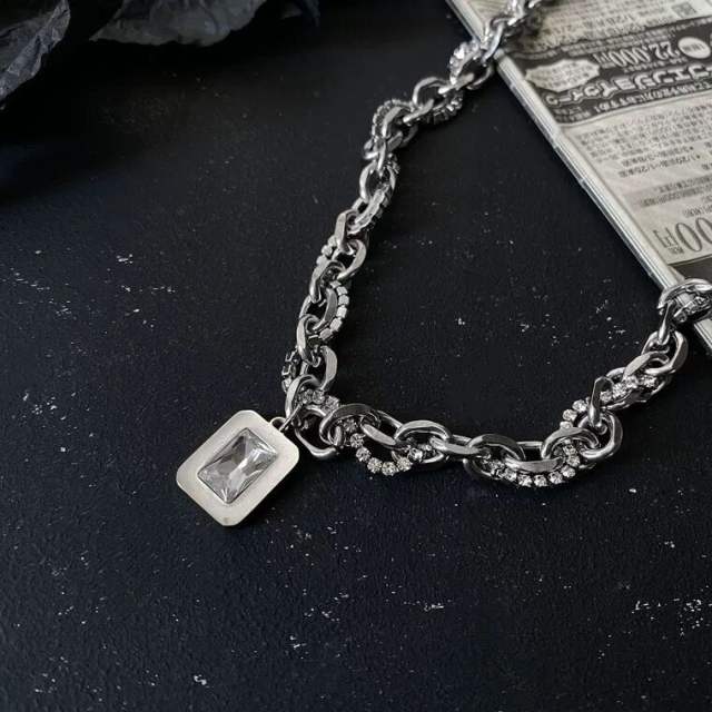 Hiphop stainless steel chain diamond alloy chain necklace for men