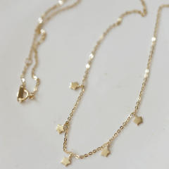 14K sterling silver star dainty choker necklace