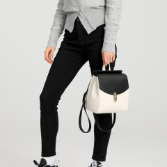 Fashionable color matching pu leather backpack