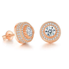Hiphop full diamond gold plated copper ear studs for men
