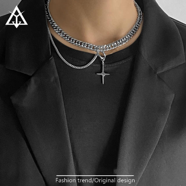 Hophop star charm stainless steel chain necklace for men