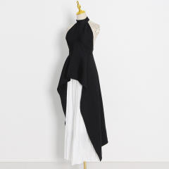 Elegant plain color irregular design two piece formal dress