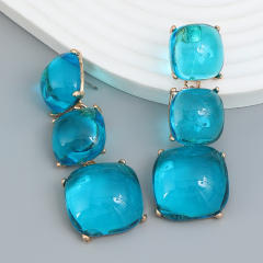 Summer color geometric resin chunky dangle earrings