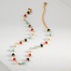 18KG colorful crystal stone bead copper anklet