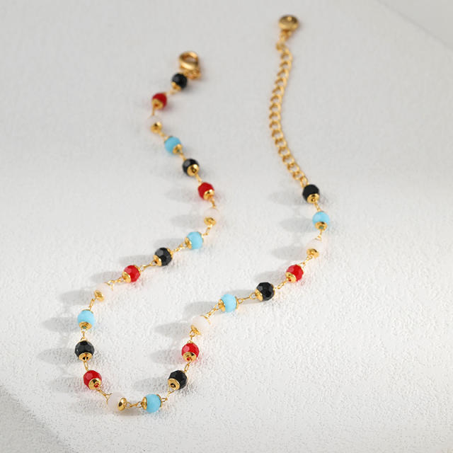 18KG colorful crystal stone bead copper anklet