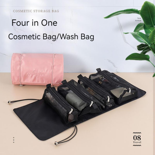 Large capacity plain color travel wash bag cosmetic bag