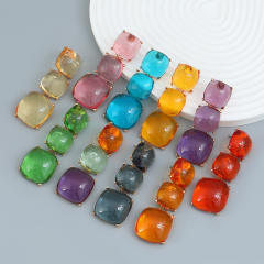 Summer color geometric resin chunky dangle earrings