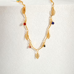 18KG copper leaf charm anklet