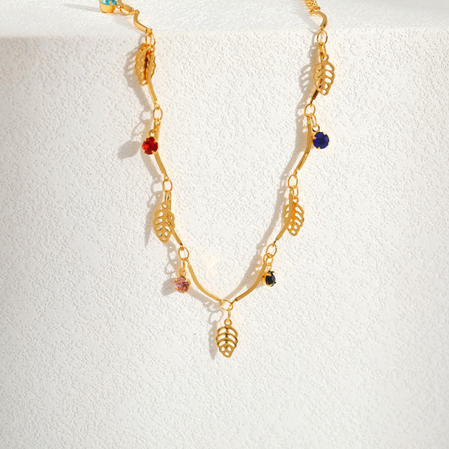 18KG copper leaf charm anklet