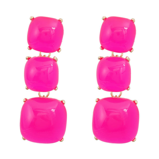 Summer color geometric resin chunky dangle earrings