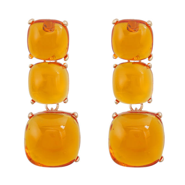 Summer color geometric resin chunky dangle earrings