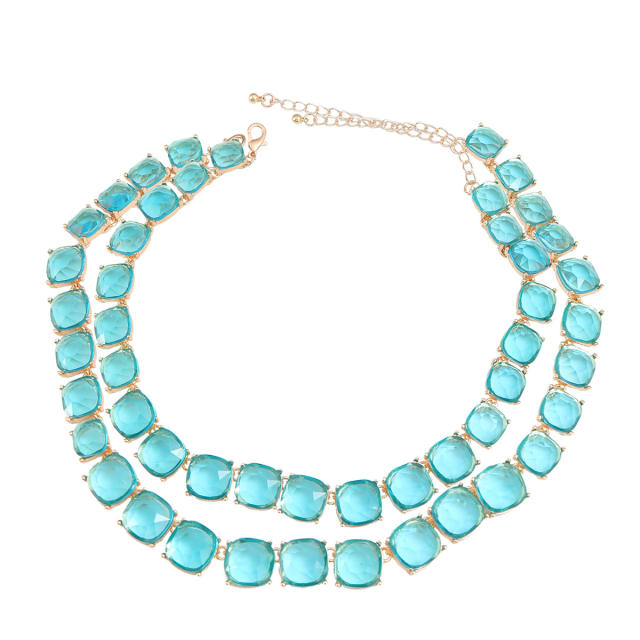 Hiphop color resin chunky two layer necklace