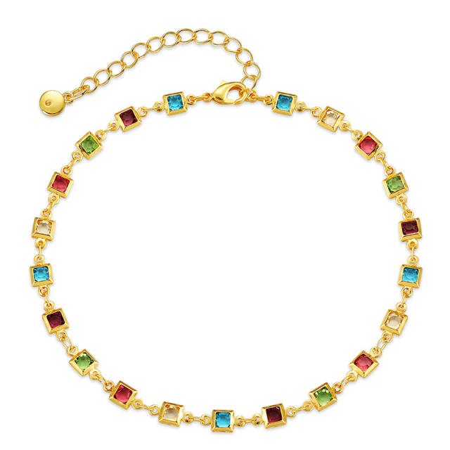 18KG rainbow CZ copper anklet