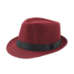 Outdoor flax material fedora hat for men