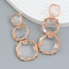 Geometric clear resin colorful chunky earrings