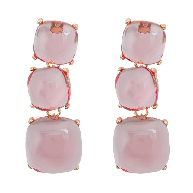 Summer color geometric resin chunky dangle earrings