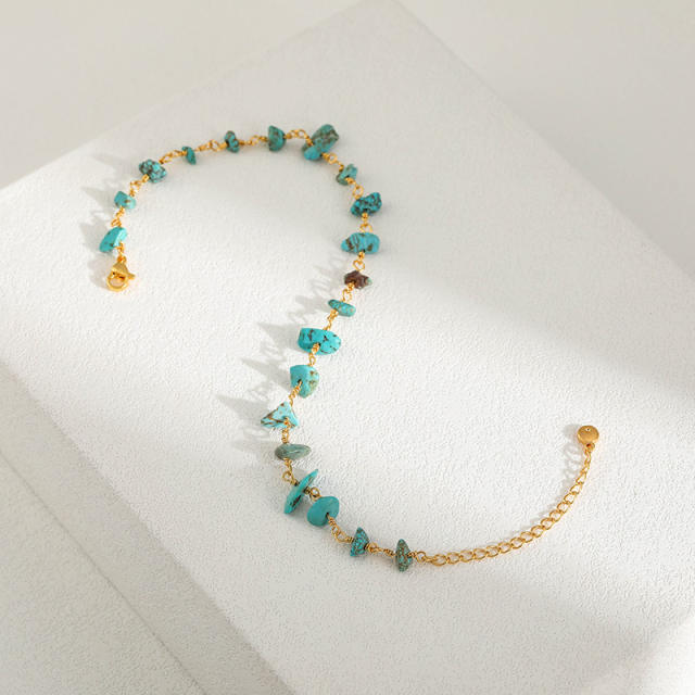 18KG copper turquoise stone anklet