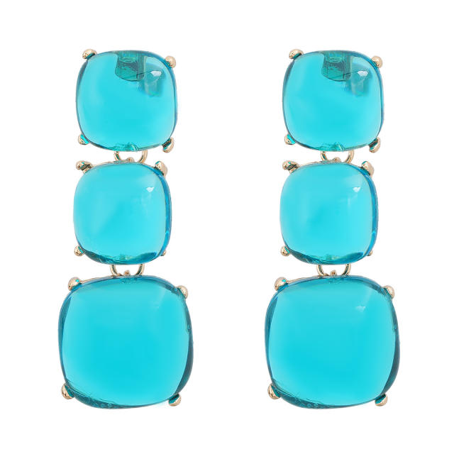 Summer color geometric resin chunky dangle earrings