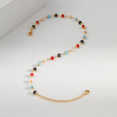 18KG colorful crystal stone bead copper anklet