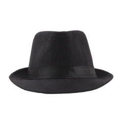 Outdoor flax material fedora hat for men