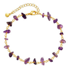 Hot sale amethyst crystal stone 18KG copper anklet