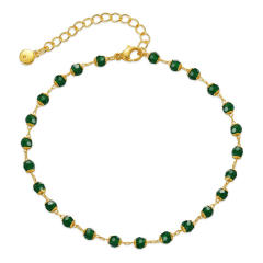 18KG copper green bead anklet