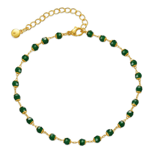 18KG copper green bead anklet