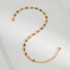 18KG rainbow CZ copper anklet