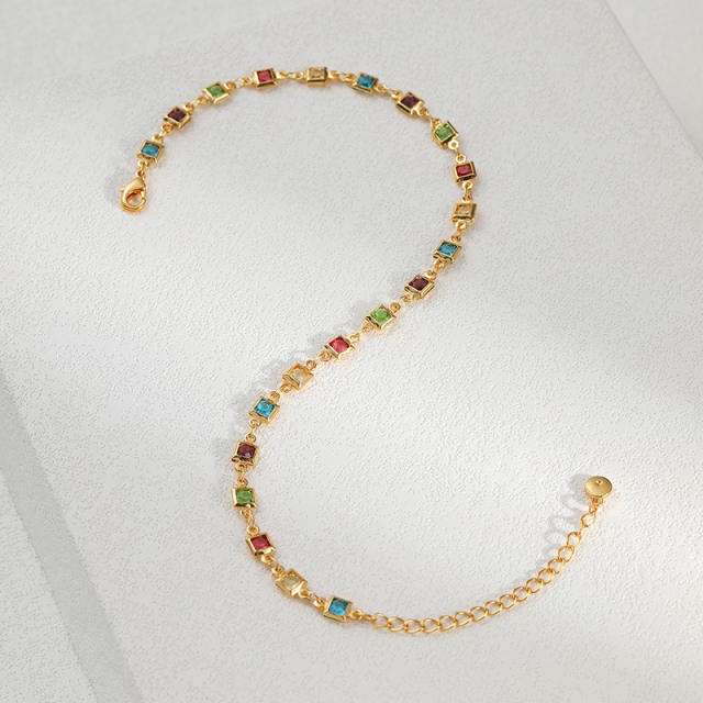 18KG rainbow CZ copper anklet