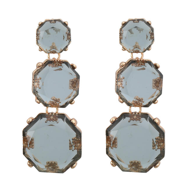 Geometric clear resin colorful chunky earrings