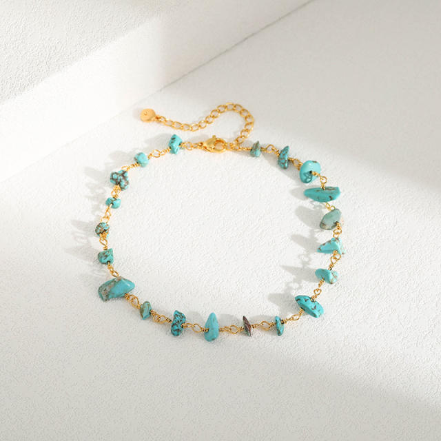 18KG copper turquoise stone anklet