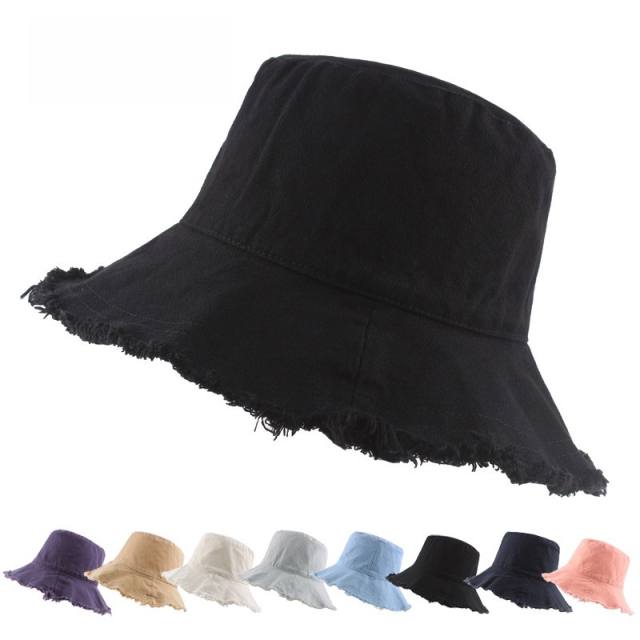 Korean fashion plain color cotton bucket hat