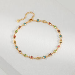 18KG rainbow CZ copper anklet