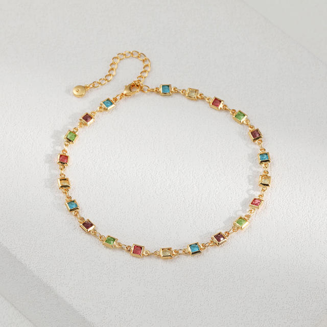 18KG rainbow CZ copper anklet