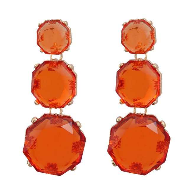 Geometric clear resin colorful chunky earrings