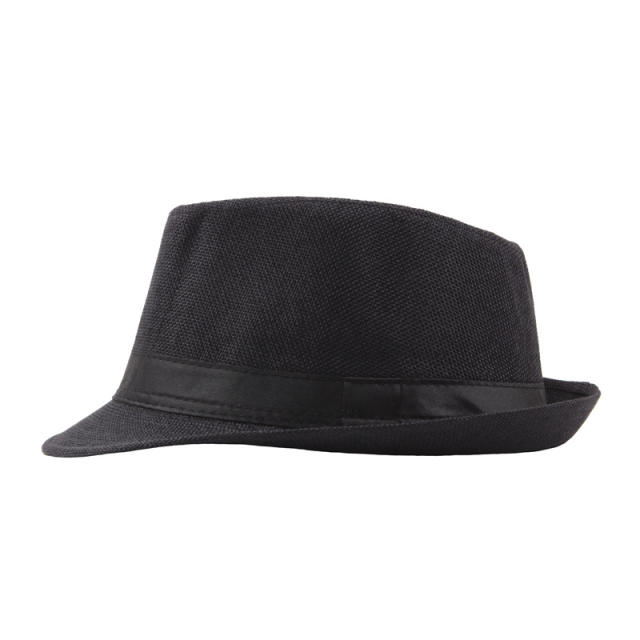 Outdoor flax material fedora hat for men