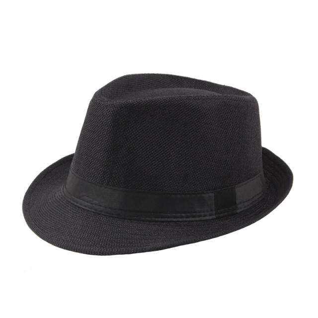 Outdoor flax material fedora hat for men