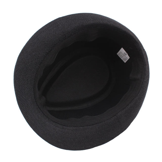 Outdoor flax material fedora hat for men