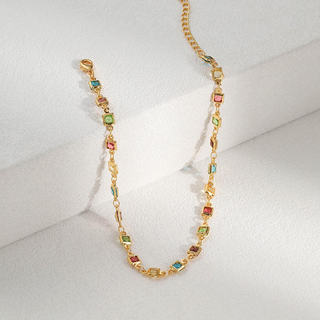 18KG rainbow CZ copper anklet