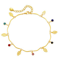 18KG copper leaf charm anklet