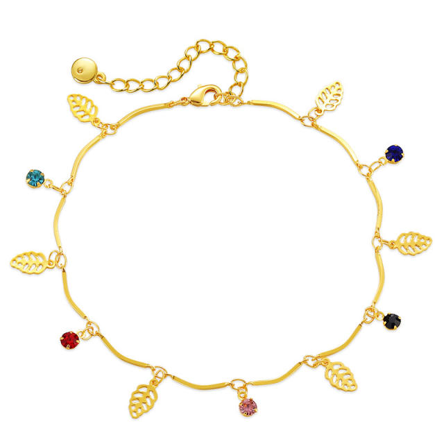 18KG copper leaf charm anklet