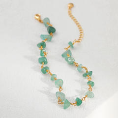 Fresh green crystal stone 18KG copper anklet