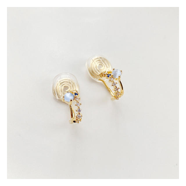 Elegant gold plated copper opal stone clip on earrings