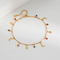 18KG copper moon charm anklet