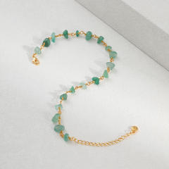 Fresh green crystal stone 18KG copper anklet